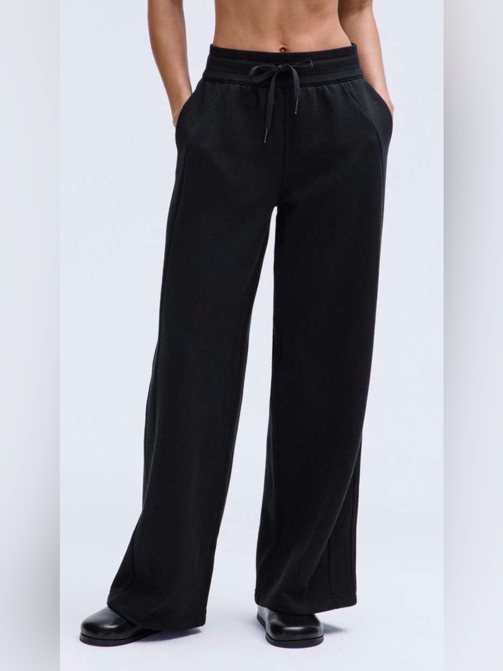 Lululemon Scuba Mid-Rise Wide-Leg Pants Black XL Fleece 28 Inseam Athleisure